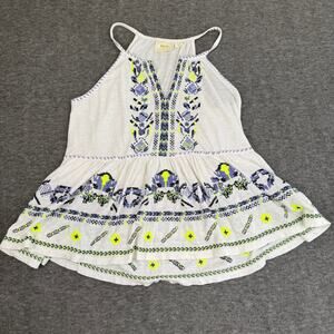 Maeve Anthropologie Neela Embroidered Babydoll Top Women's Large Boho Festival
